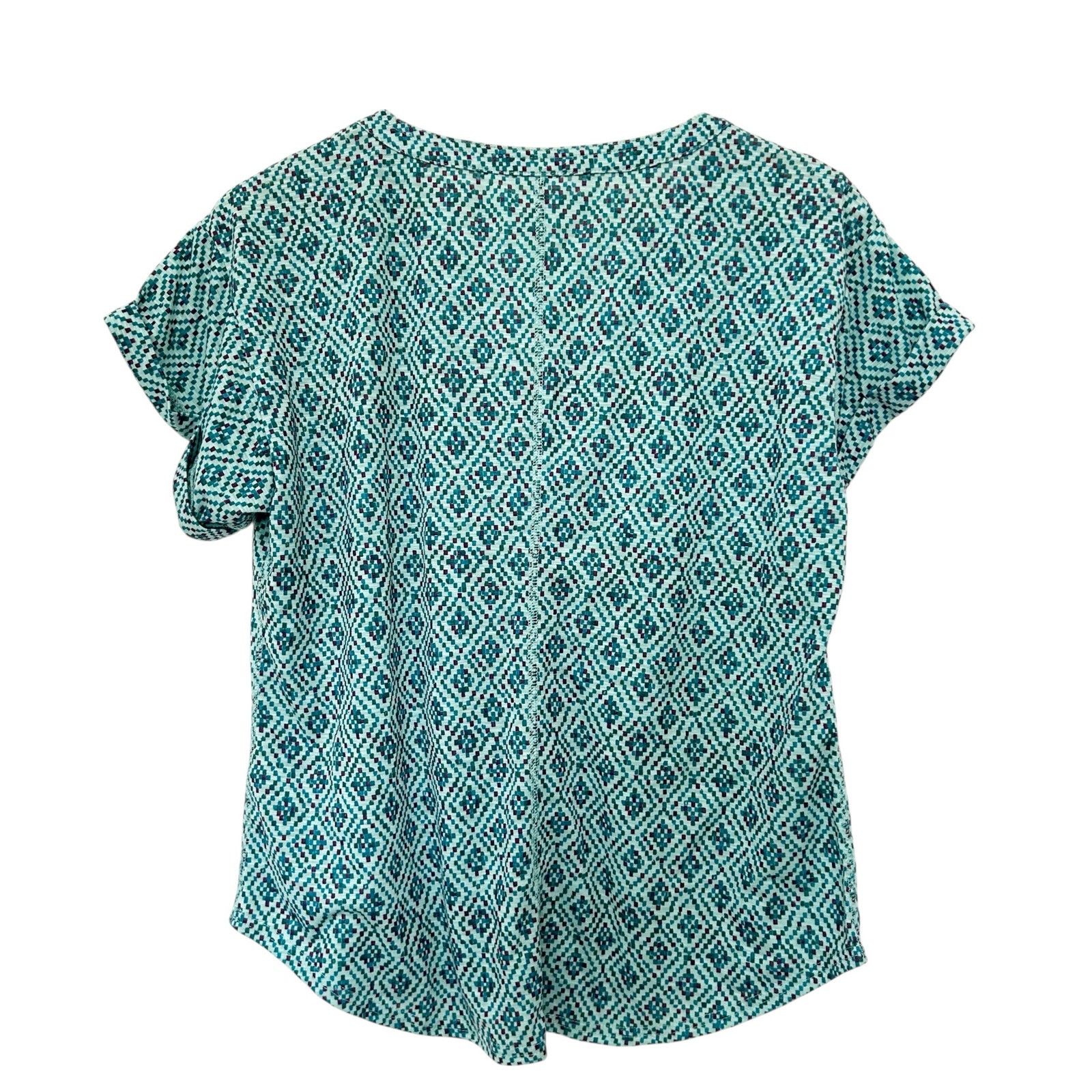 L.L. Bean LL Bean Green Printed Split Neck T Shirt Sz MP Size M / US 6-8 / IT 42-44 - 4 Thumbnail