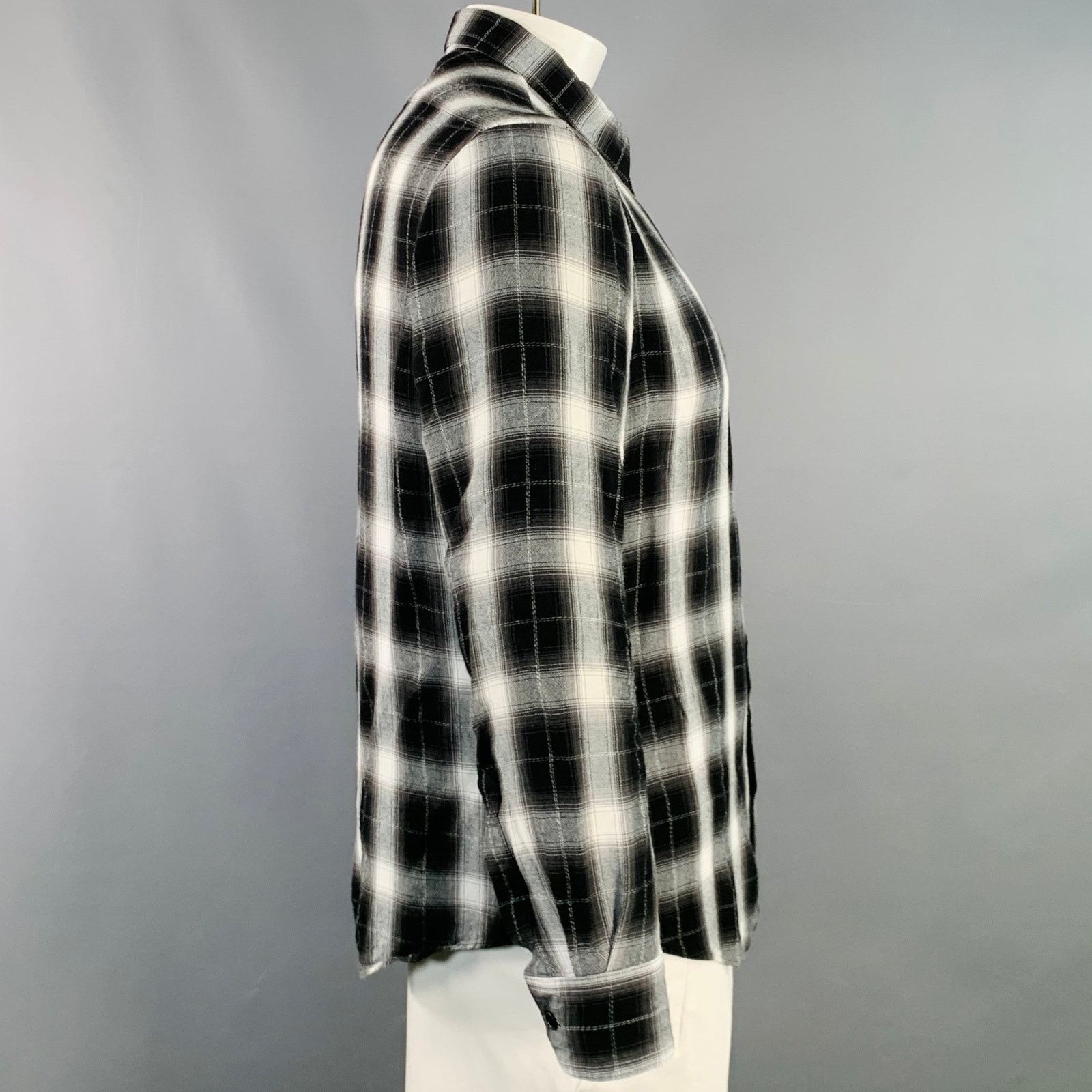 Celine CELINE Black White Plaid Viscose Cotton Button Down Shirt Size US XXL / EU 58 / 5 - 2 Thumbnail