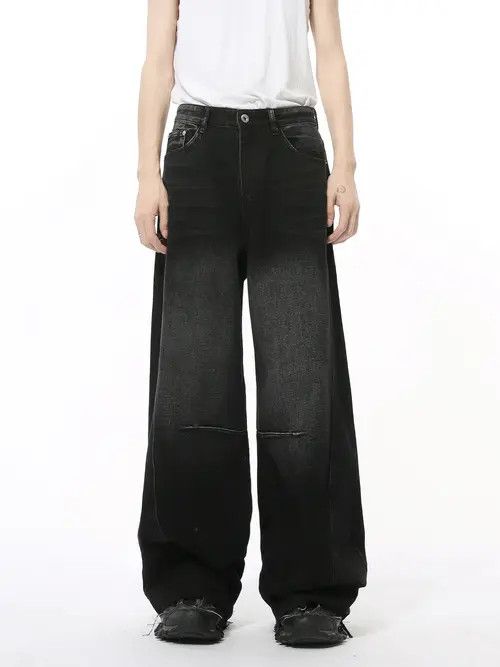 Japanese Brand × Jean Retro loose wide leg fringed jeans Size US 32 / EU 48 - 1 Thumbnail
