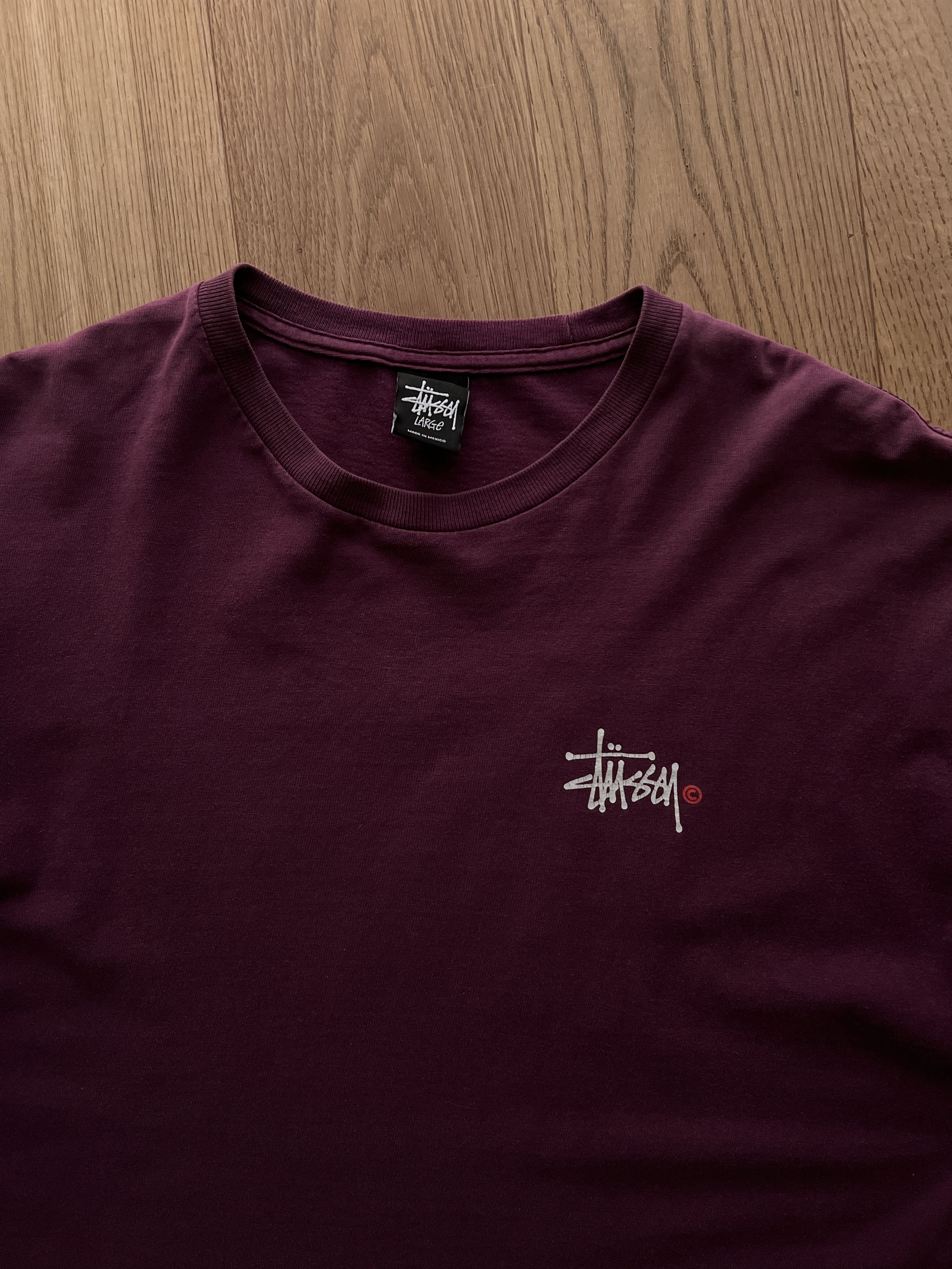 Stussy Crazy Stussy sunfaded burgundy vintage big back logo t shirt Size US L / EU 52-54 / 3 - 8 Thumbnail