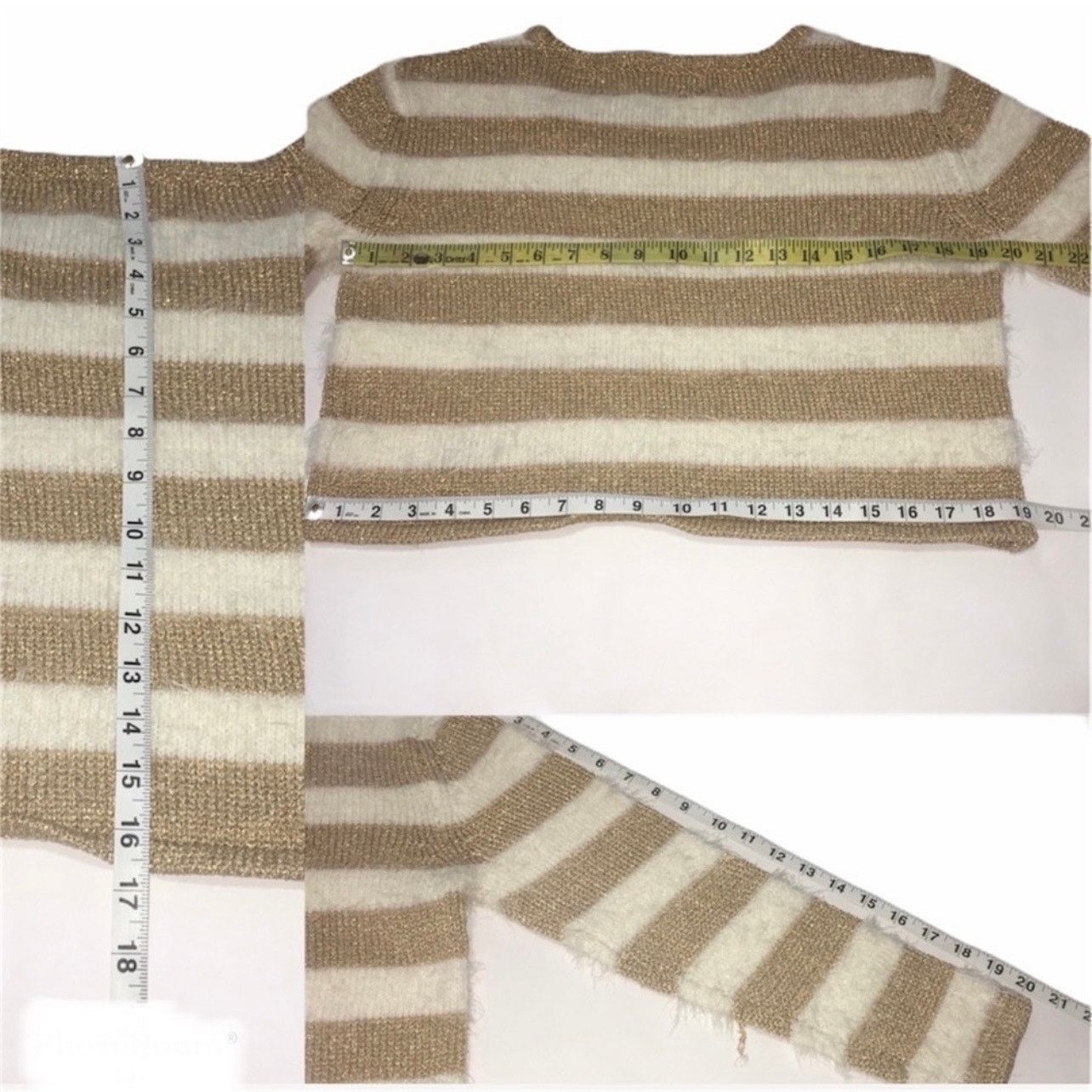 MINKPINK MINKPINK Gee Whizz Ivory Gold Metallic Striped Sweater NWT M Size M / US 6-8 / IT 42-44 - 6 Thumbnail