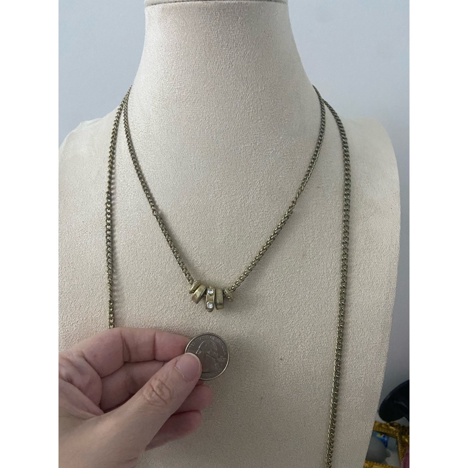 Other chain necklace gold tone with rhinestone Size ONE SIZE - 2 Thumbnail