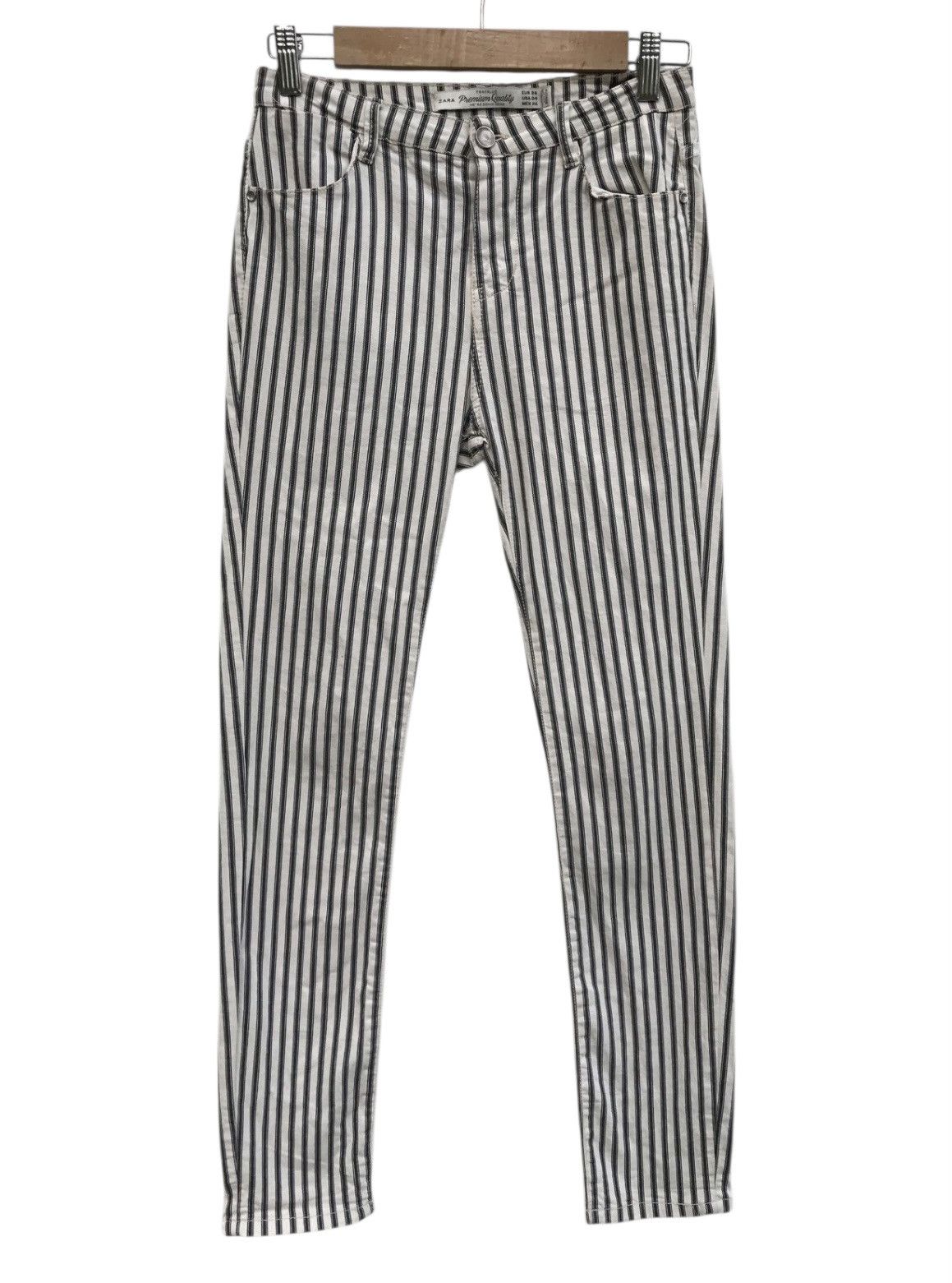 Zara Zara Stripe Pants Skinny fit Grunge Styel Kurt Cobain Size US 27 - 1 Thumbnail