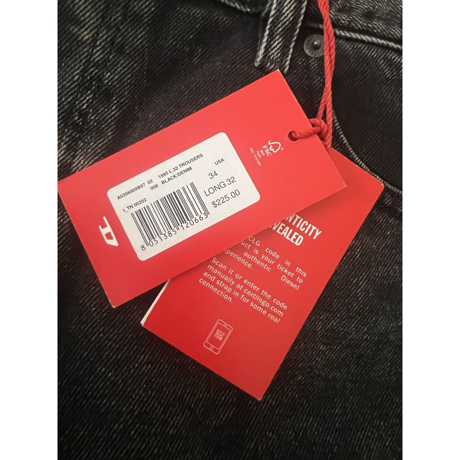 Diesel Diesel Mens Jeans Slim Fit Straight Leg Black Size 34/32 Size US 34 / EU 50 - 7 Thumbnail