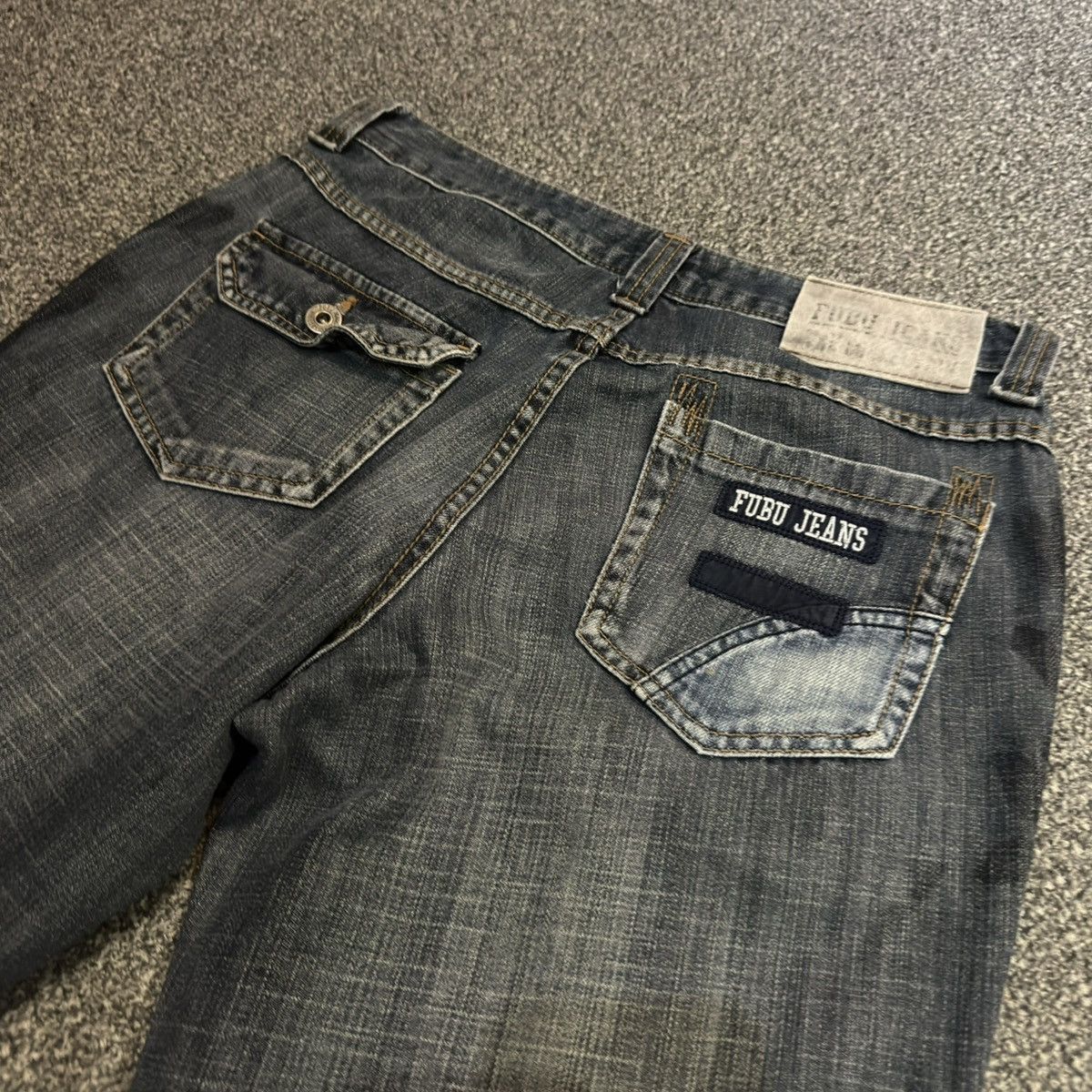 Hypebeast Special Raw Indigo Denim Baggy Flared Fubu Jeans Streetwear Size US 31 - 7 Thumbnail