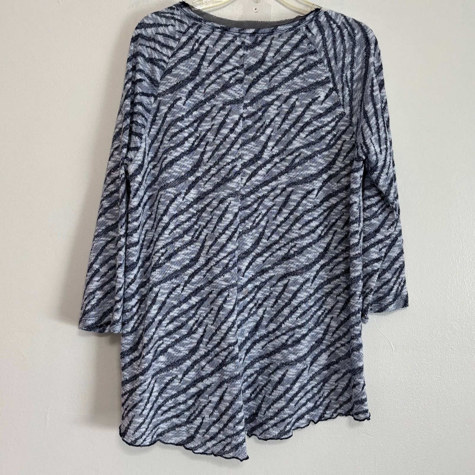 Gloria Vanderbilt Gloria Vanderbilt Navy Blue Gray & White Knit Sweater Size L Size L / US 10 / IT 46 - 2 Thumbnail