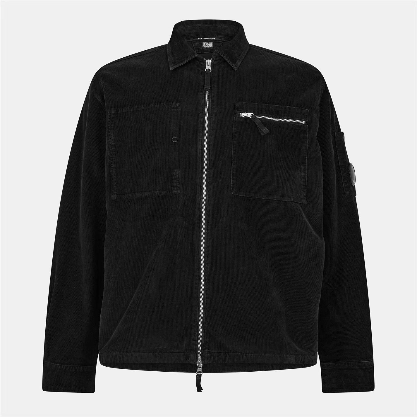 C.P. Company o1g2r1mq0426 Corduroy Long Sleeve Zip Overshirt in Black Size US S / EU 44-46 / 1 - 1 Thumbnail