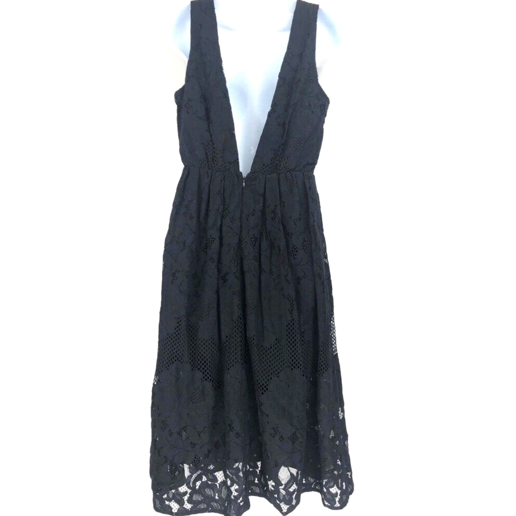 Vintage Ali & Jay Dress S Black Floral Lace Sleeveless Midi V Neck A Line Womens Party/Cocktail Size S / US 4 / IT 40 - 3 Thumbnail