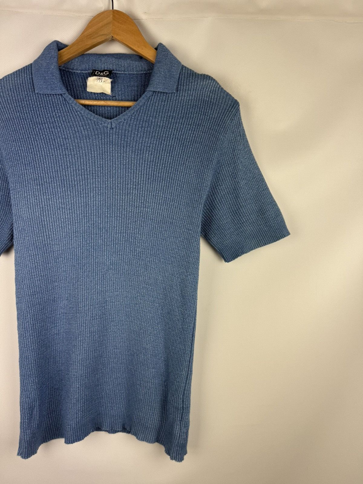 Dolce & Gabbana D&G Dolce & Gabbana Vintage S/s Knitted Rib Polo T Shirt Size US L / EU 52-54 / 3 - 3 Thumbnail