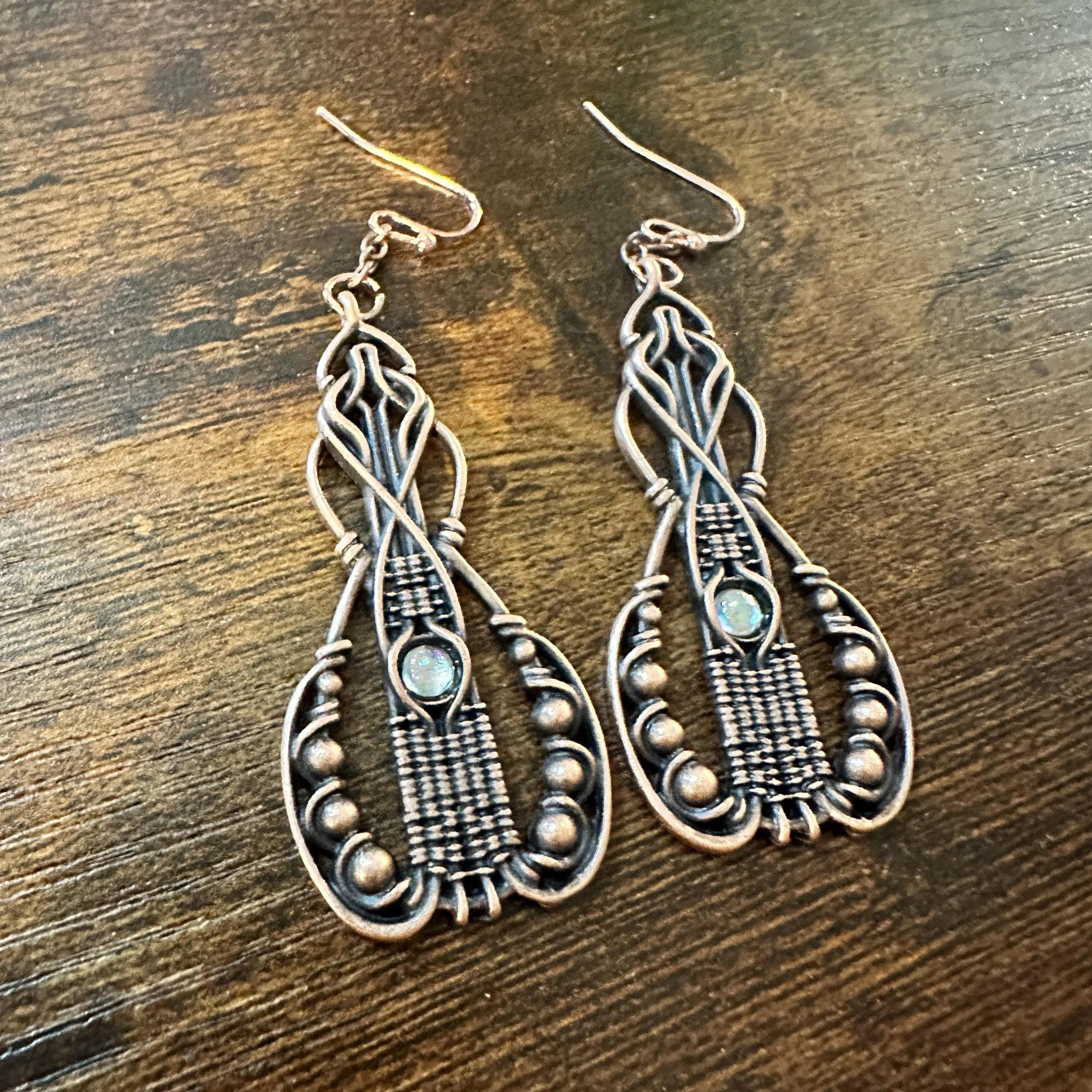 Other Handcrafted Bohemian Copper Wire-Wrapped Dangle Earrings,Lab Size ONE SIZE - 2 Thumbnail