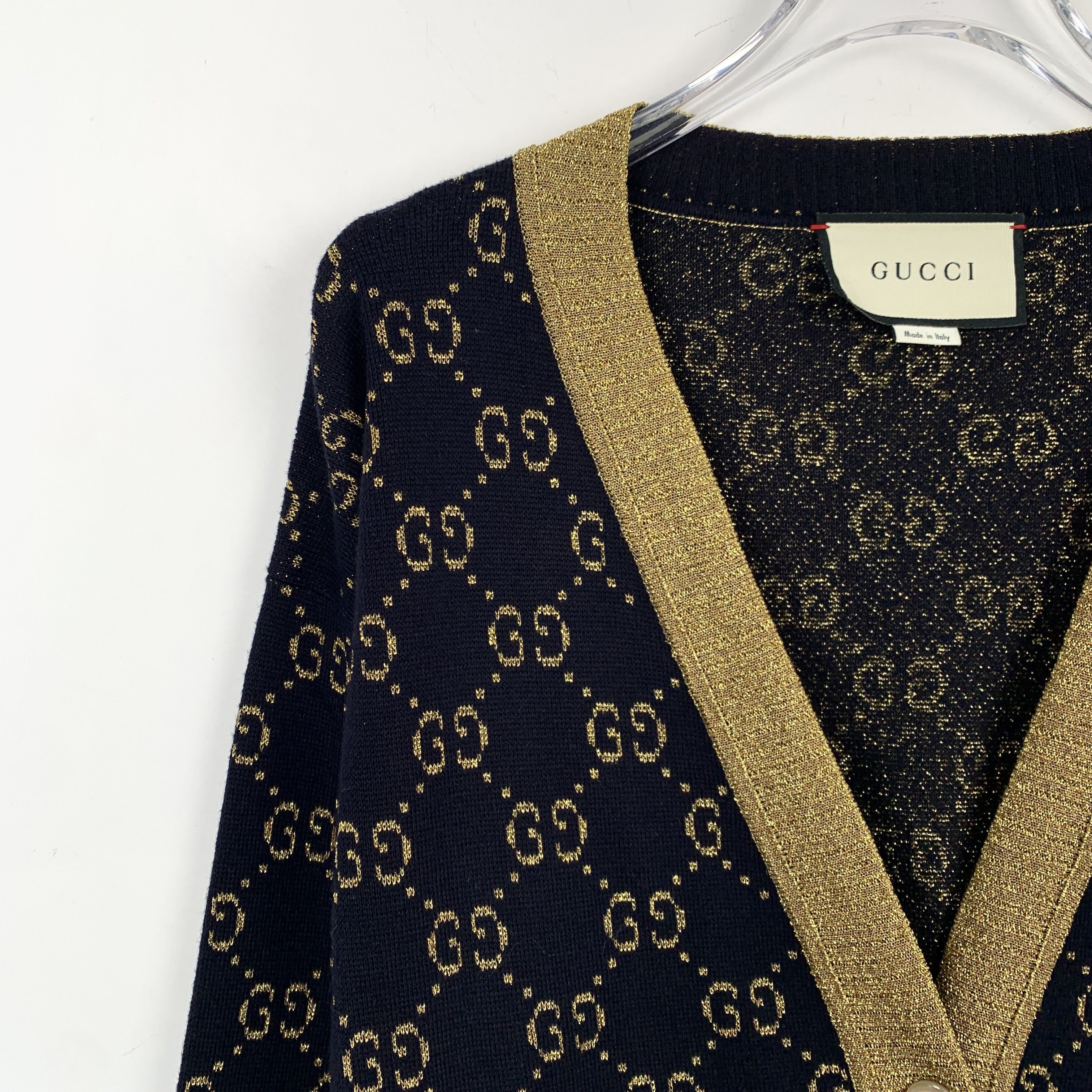 Gucci Gucci Black and gold V-neck knit coat Size M / US 6-8 / IT 42-44 - 4 Thumbnail