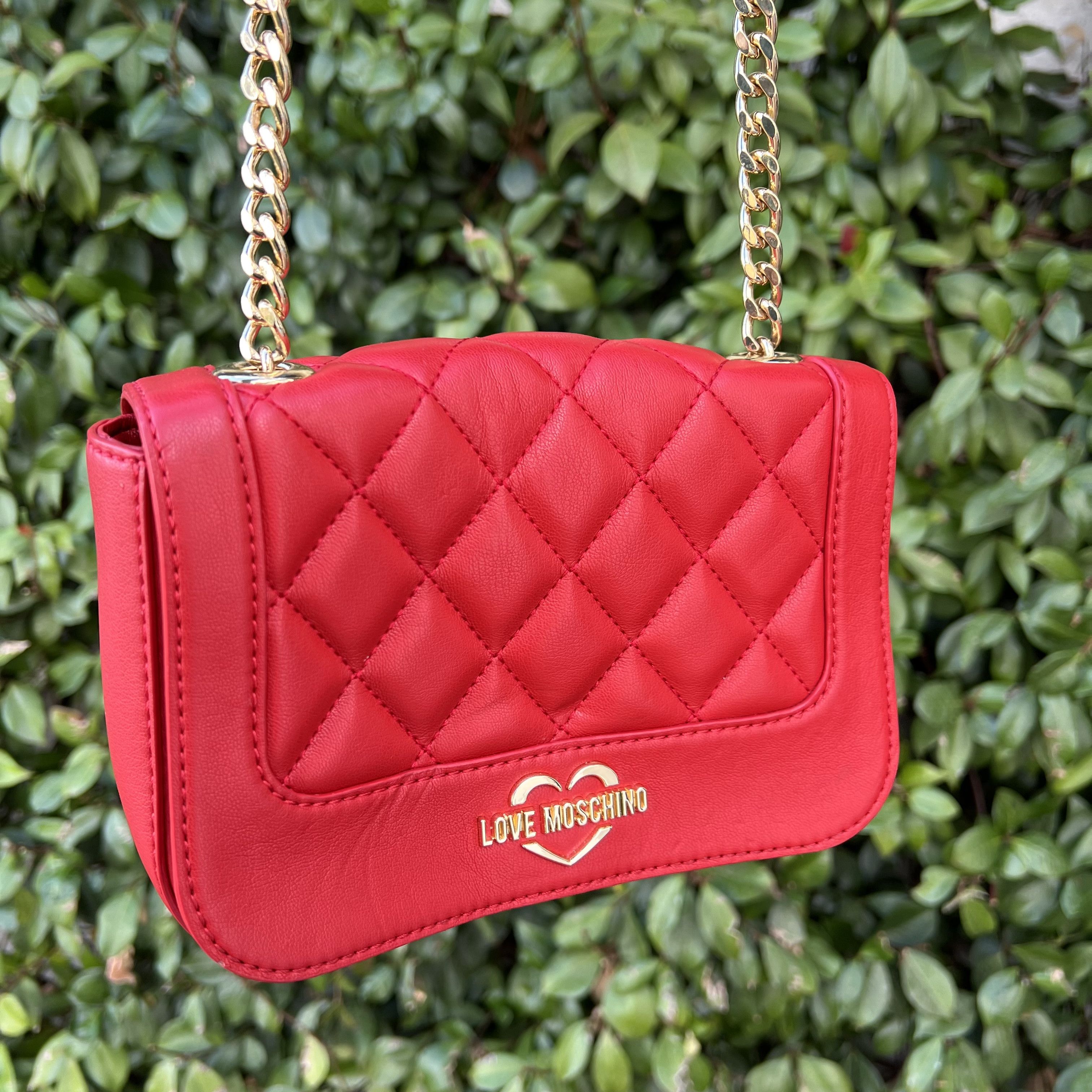 Love Moschino Borsa Quilted Crossbody Bag Cherry Red Gold