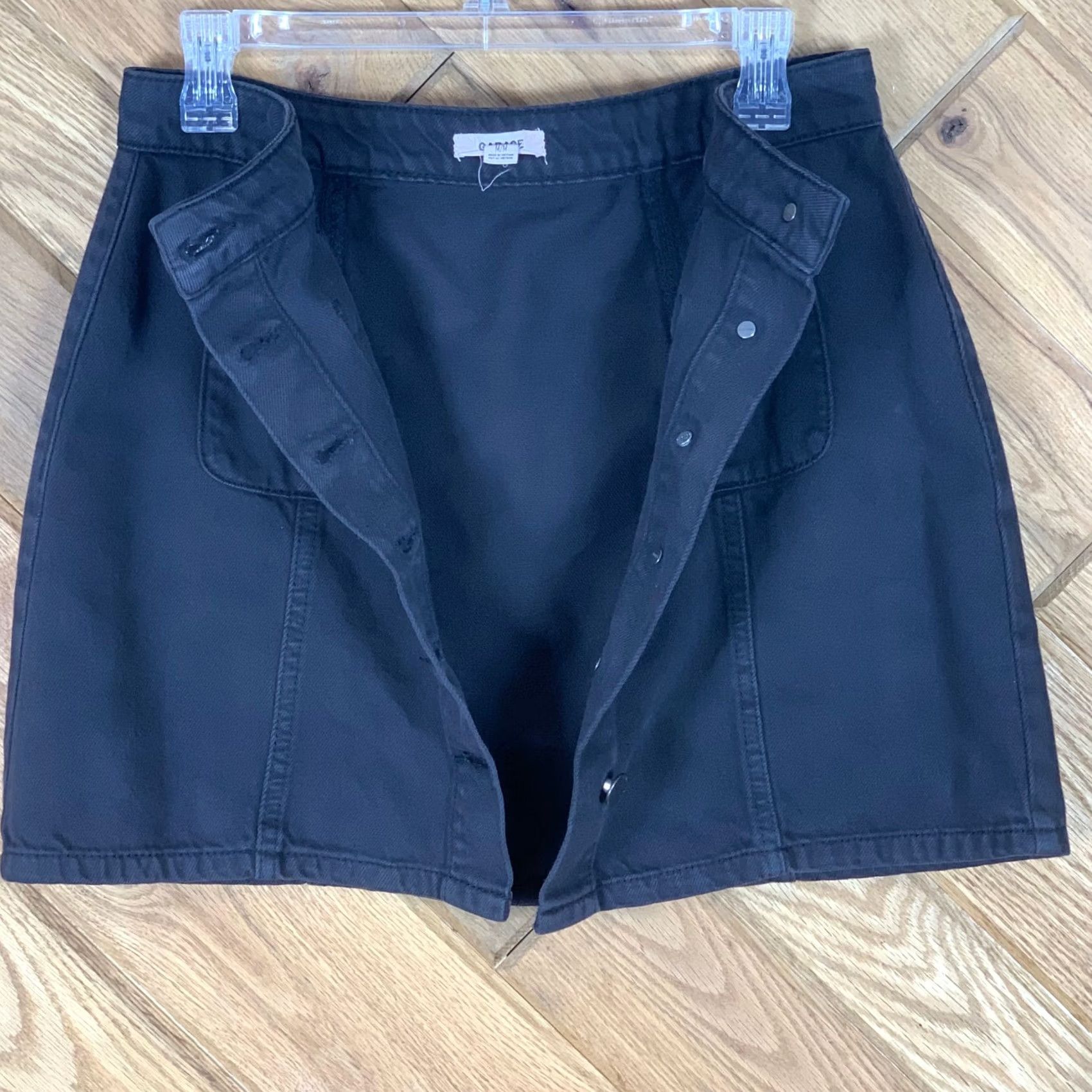 Garage Garage Womens Size M Mini Skirt Denim Jean Front Buttons Pockets Black Size 32" / US 10 / IT 46 - 3 Thumbnail