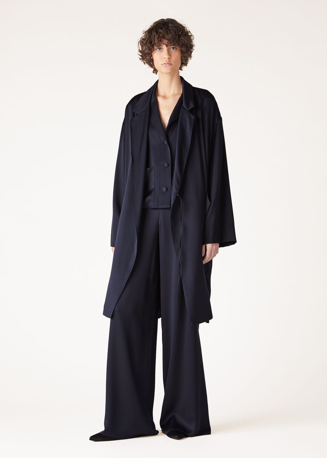 Loro Piana o1w1db10825 FAO3383 Tiziana Coat in Navy Blue Size L / US 10 / IT 46 - 2 Thumbnail