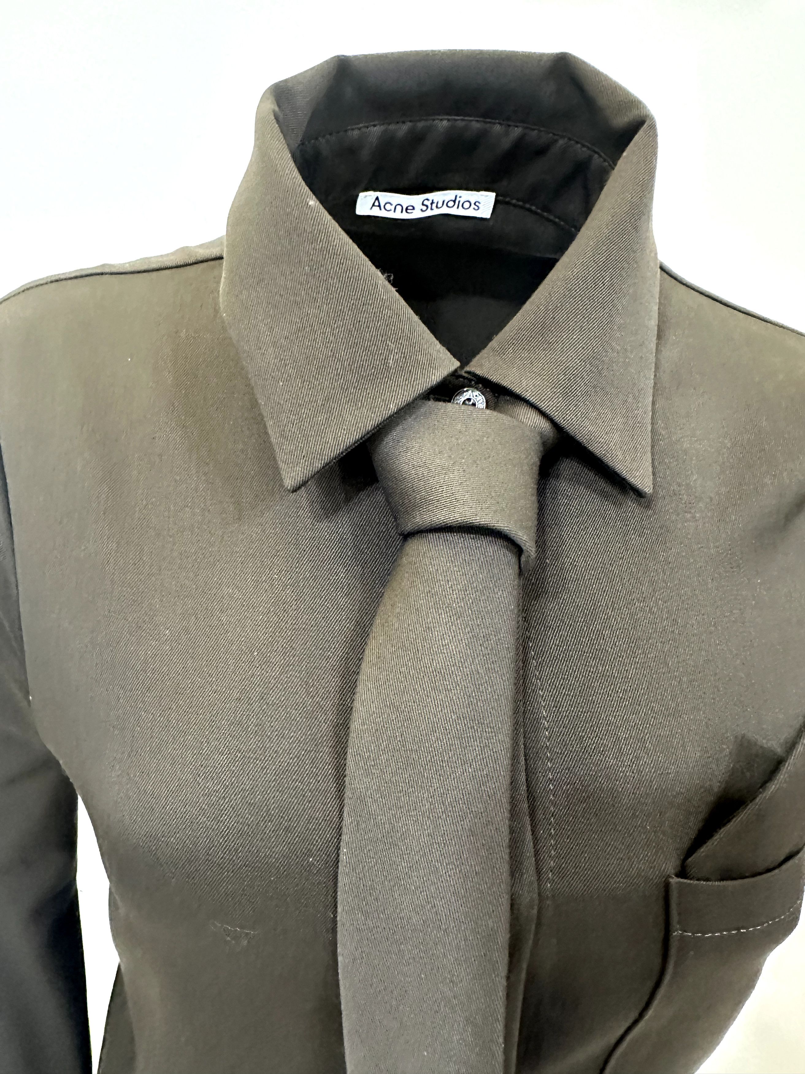 Acne Studios Acne Studios Tie Detail Wool Twill Shirt Size XS / US 0-2 / IT 36-38 - 3 Thumbnail