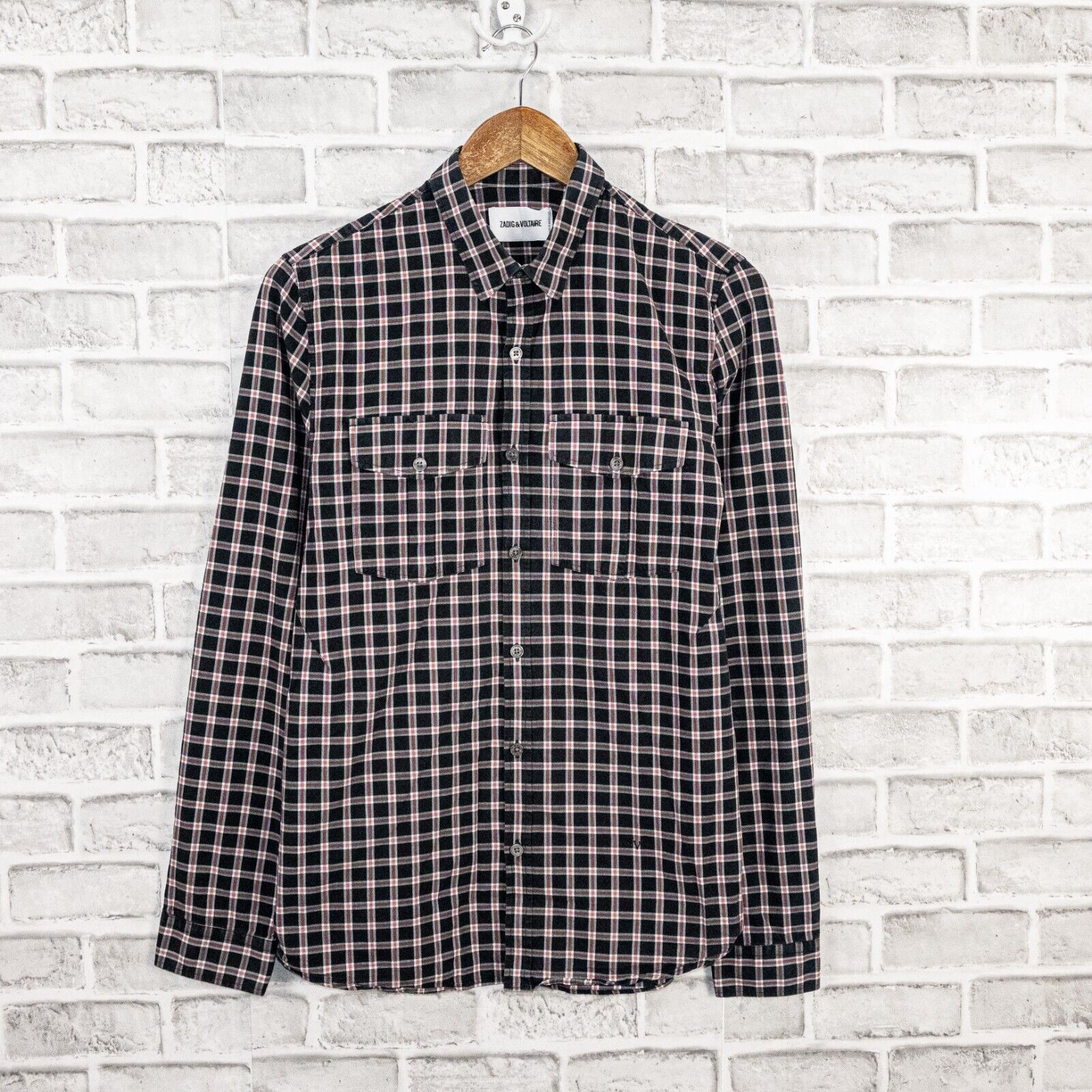Zadig & Voltaire Zadig & Voltaire Men's Button up Shirt in Black Red Check Size US M / EU 48-50 / 2 - 2 Thumbnail
