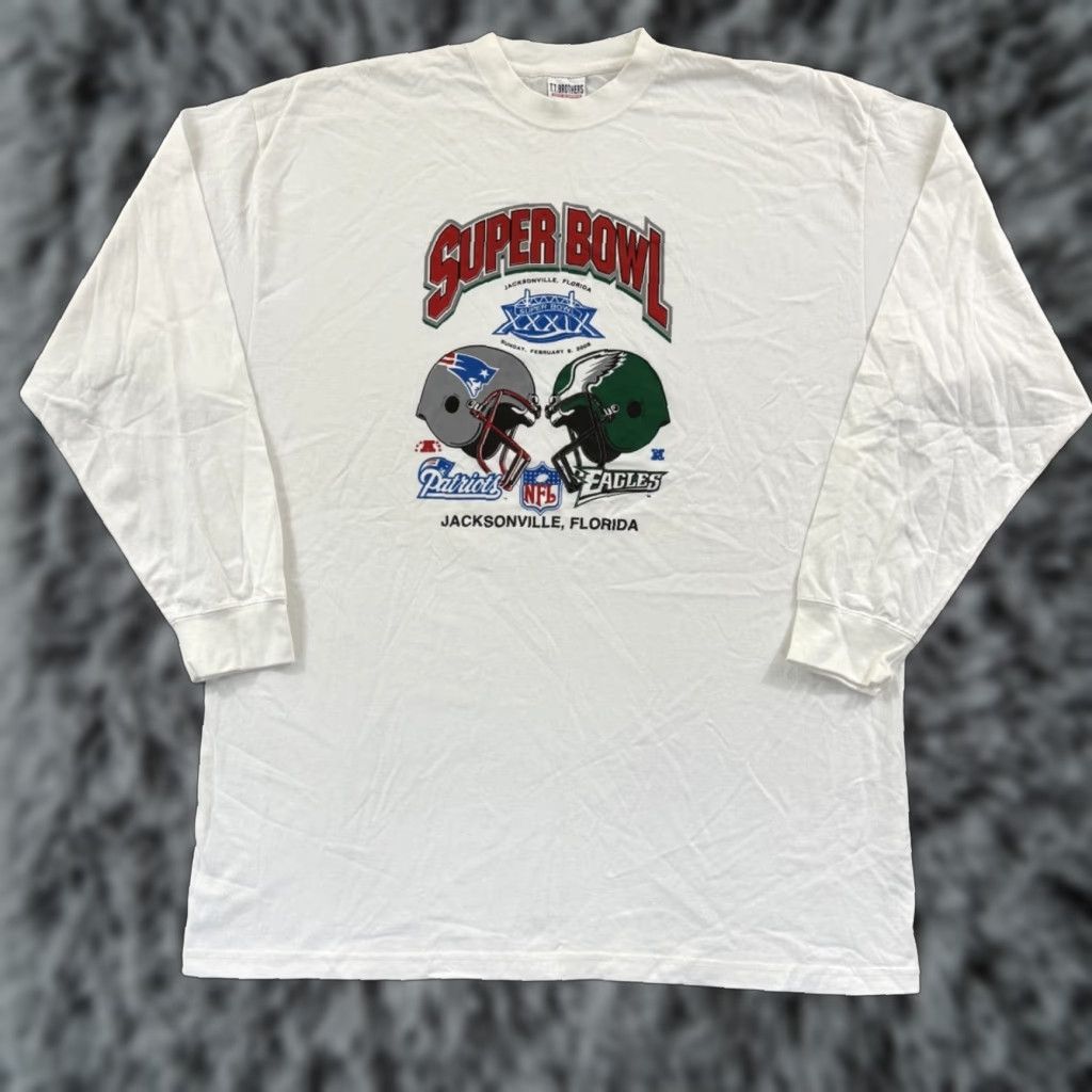 Vintage VINTAGE Eagles Shirt Mens 3XL White Long Sleeve NFL Football TT Brothers Crew Neck Size US XXL / EU 58 / 5 - 1 Thumbnail