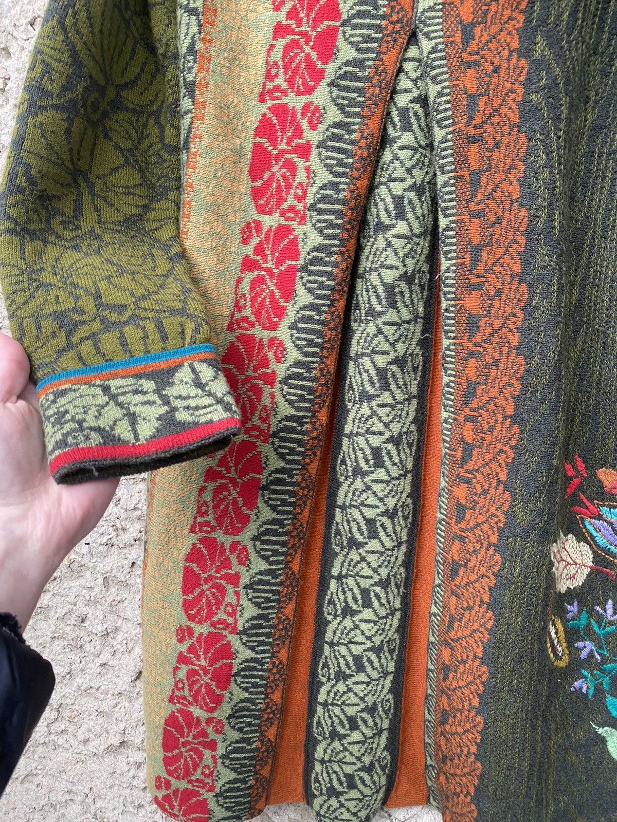 Vintage IVKO Long Jasquard Jacket Renaissance Pattern Wool Knit Coat Size S / US 4 / IT 40 - 7 Thumbnail