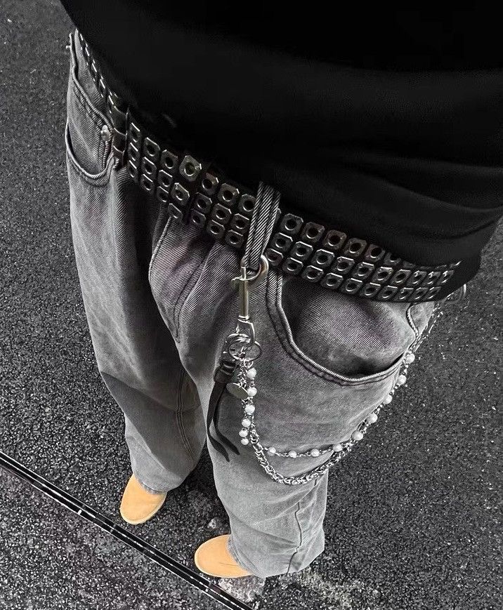 Japanese Brand × Vintage Retro punk square rivet leather rock grunge belt Size ONE SIZE - 5 Thumbnail