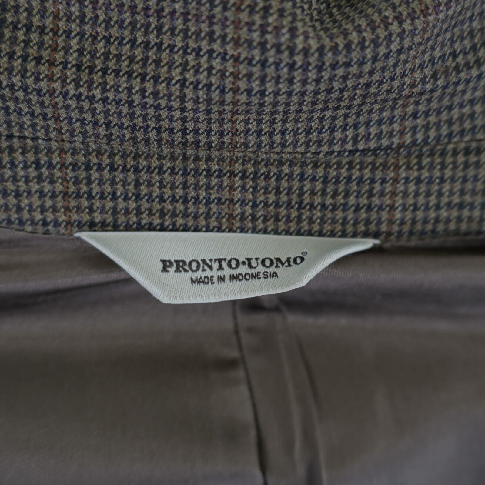 Pronto Uomo Pronto Uomo Brown Tan Tweed Wool Houndstooth Windowpane 40R Size 40R - 11 Thumbnail