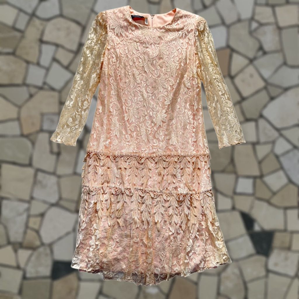 Vintage VINTAGE Blush Lace Tiered Cocktail Dress Jill Richards Designs #9573 Womens 16 Blush Eveningwear 1960s Size XXL / US 16-18 / IT 52-54 - 1 Thumbnail