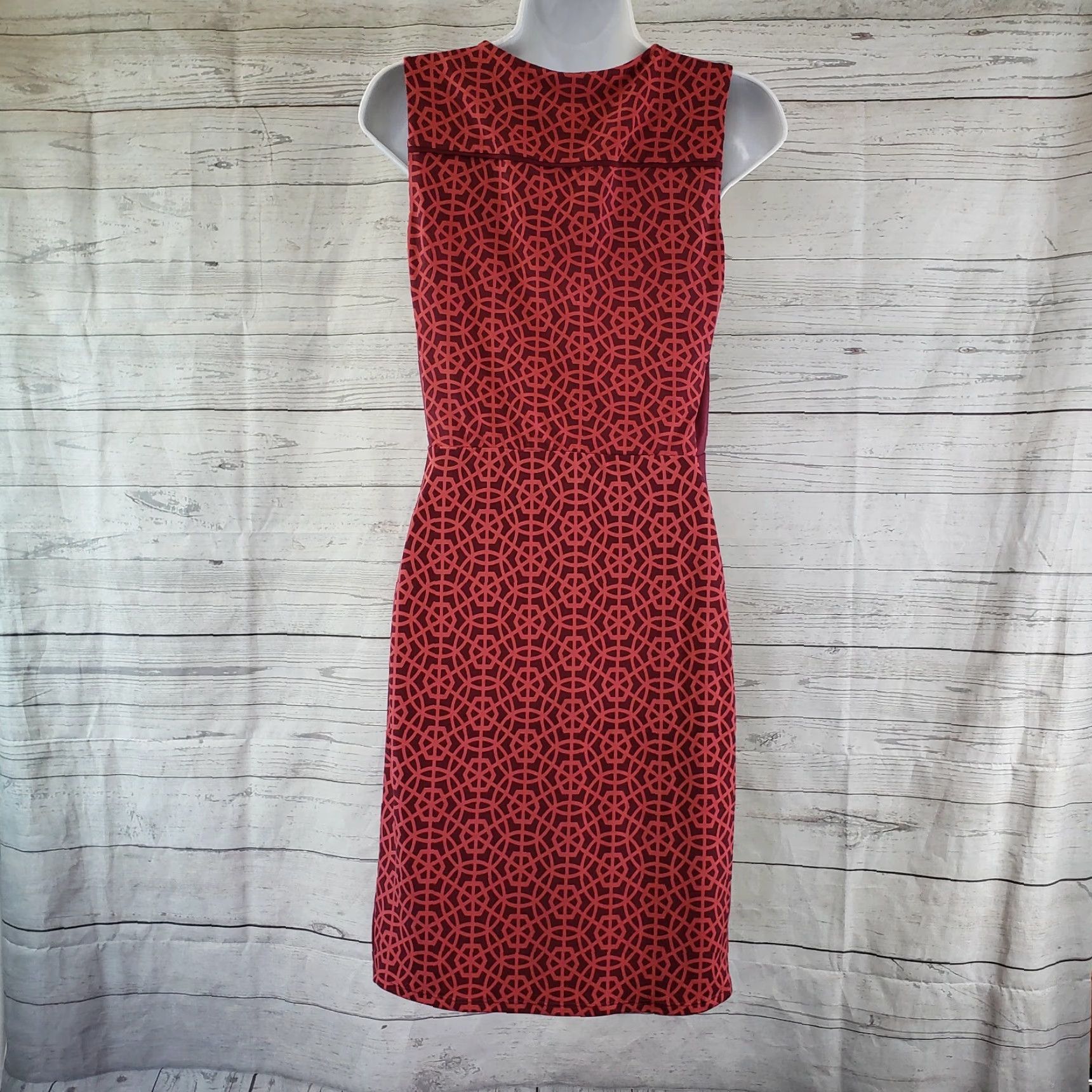 Vintage VINTAGE 41Hawthorn Womens Sleeveless Dress Sz Small Maroon Geometric Scoop Neck Size S / US 4 / IT 40 - 4 Thumbnail
