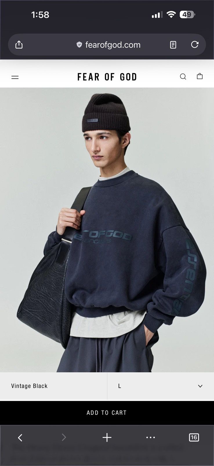 Fear of God FEAR OF GOD - LOS ANGELES HEAVY FLEECE CROPPED SWEATSHIRT Size US S / EU 44-46 / 1 - 11 Thumbnail