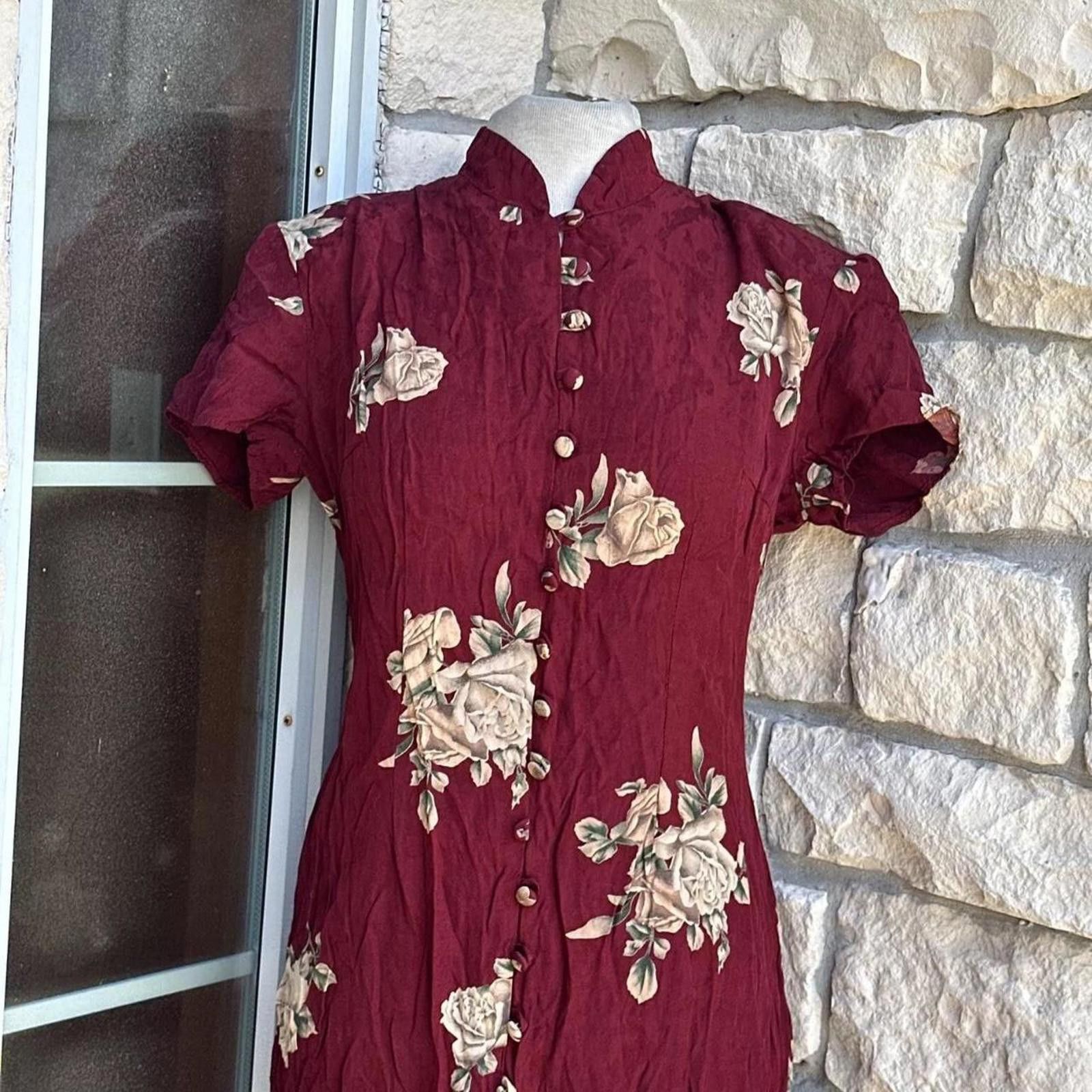 Other Burgundy floral midi dress #floraldress #mididress Size S / US 4 / IT 40 - 2 Thumbnail