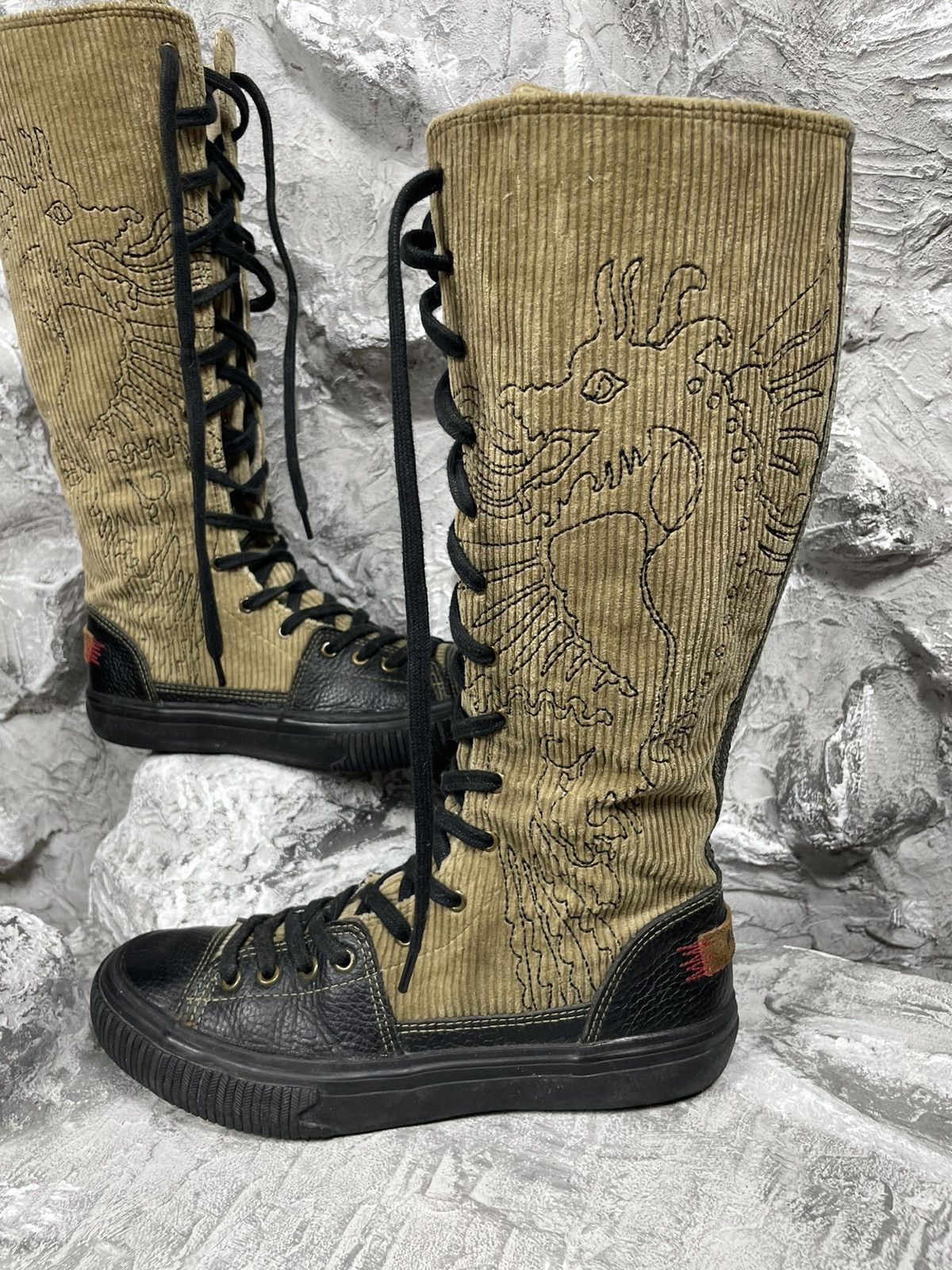 Hysteric Glamour × Japanese Brand 2000s Vintage Grunge Y2K High Dragon Logo Zip Shoes Size US 8 / IT 38 - 2 Thumbnail