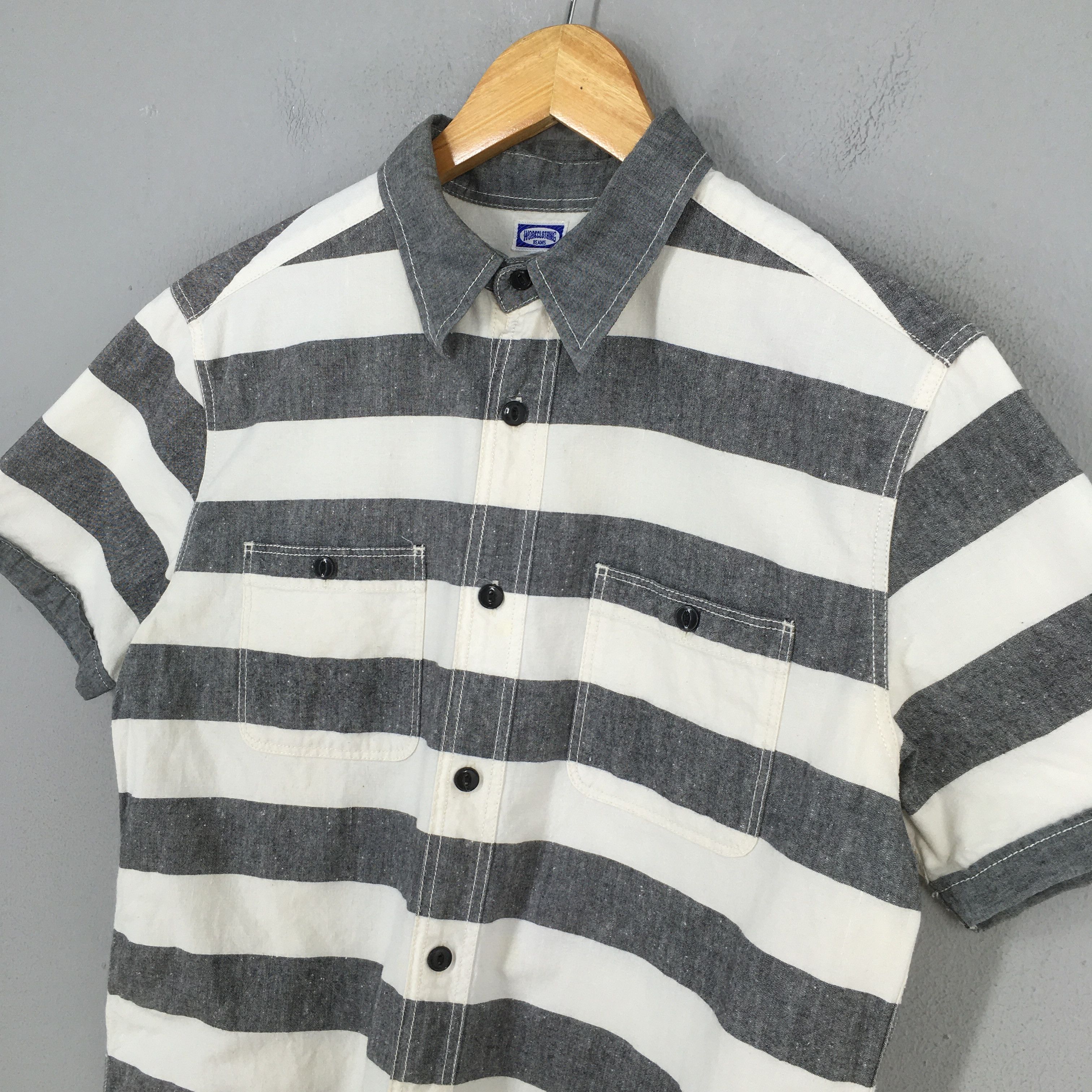 Beams Japan Vintage Beams Japan Prisoner Style Striped Shirt Size US M / EU 48-50 / 2 - 3 Thumbnail