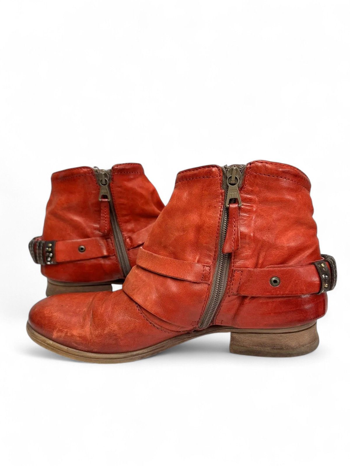 14th Addiction Prima Red Vintage Leather Boots Retro Streetwear Style Size US 9 / IT 39 - 4 Thumbnail