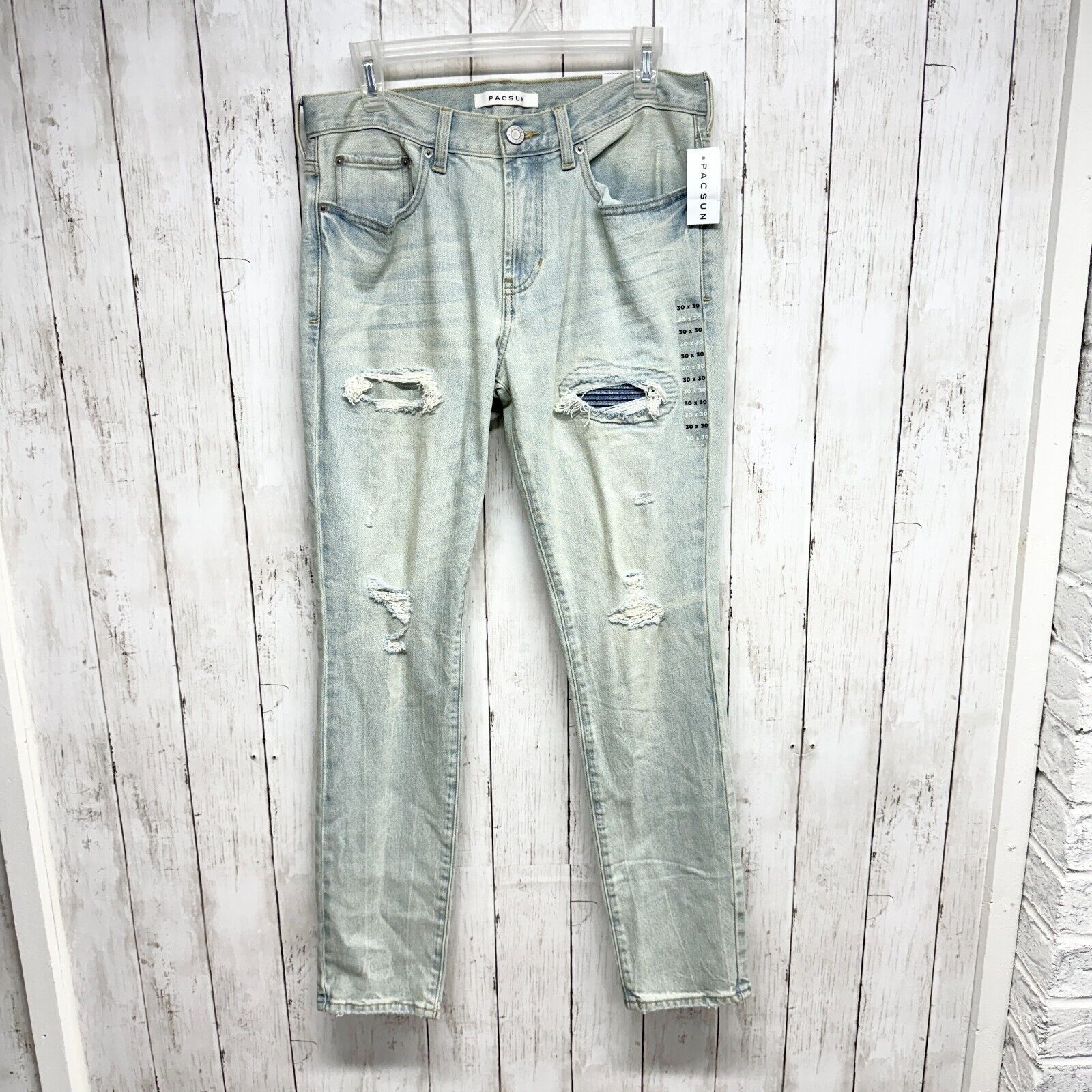 Pacsun PACSUN Jeans Men 30X30 Light Wash Skinny Distressed 5 Pocket Size US 30 / EU 46 - 1 Thumbnail