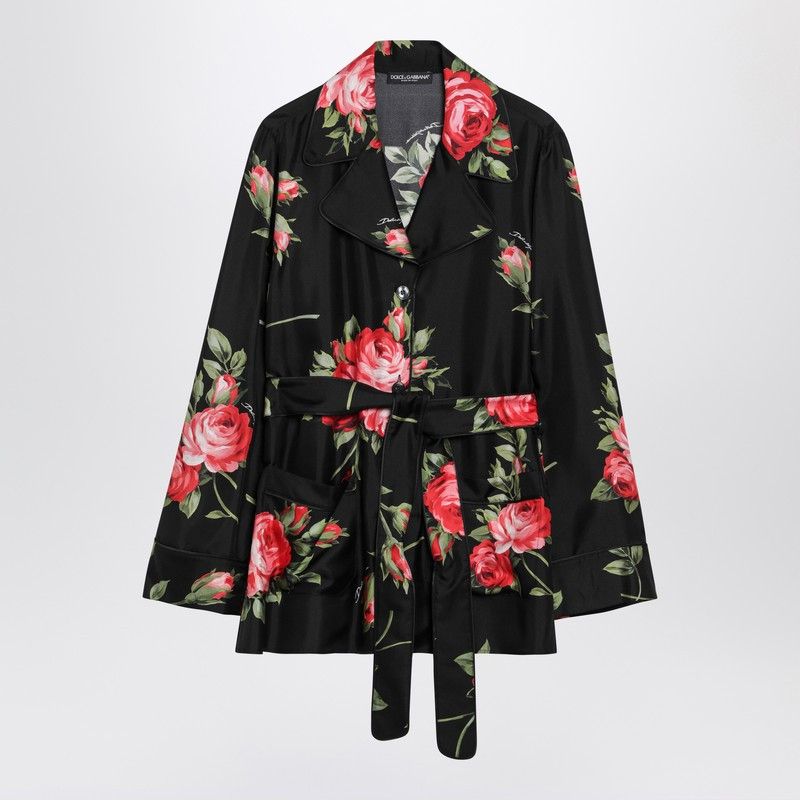 Dolce & Gabbana Dolce&Gabbana Black Vanity Shirt With Bouquet Rose Print Size M / US 6-8 / IT 42-44 - 1 Thumbnail