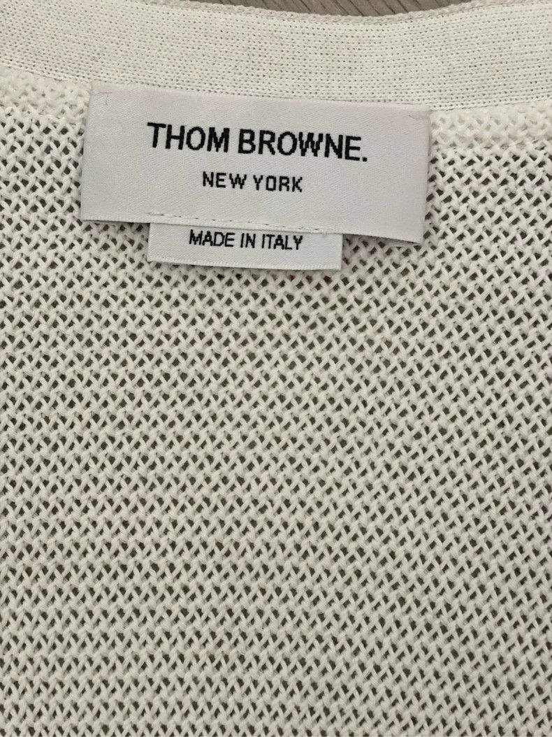 Thom Browne Thom browne White four-stripe knitted cardigan jacket 2504- Size US XL / EU 56 / 4 - 6 Thumbnail