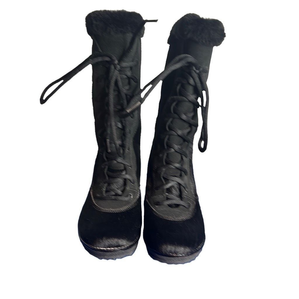 Oscar Jacobson Oscar Sport Apres Ski Black Fur Lace Boots 6 New Size US 6 / IT 36 - 4 Thumbnail