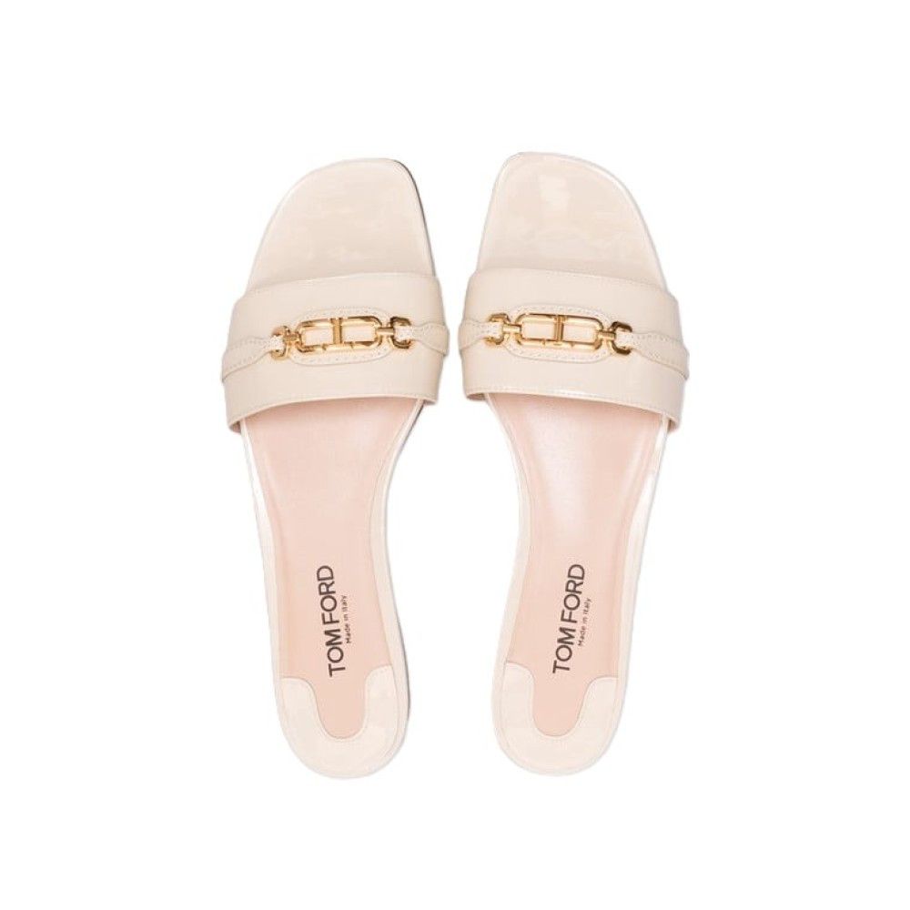 Tom Ford o1loc1c0326 W3526 Patent Leather Flip Flops in ivory Size US 7 / IT 37 - 3 Thumbnail