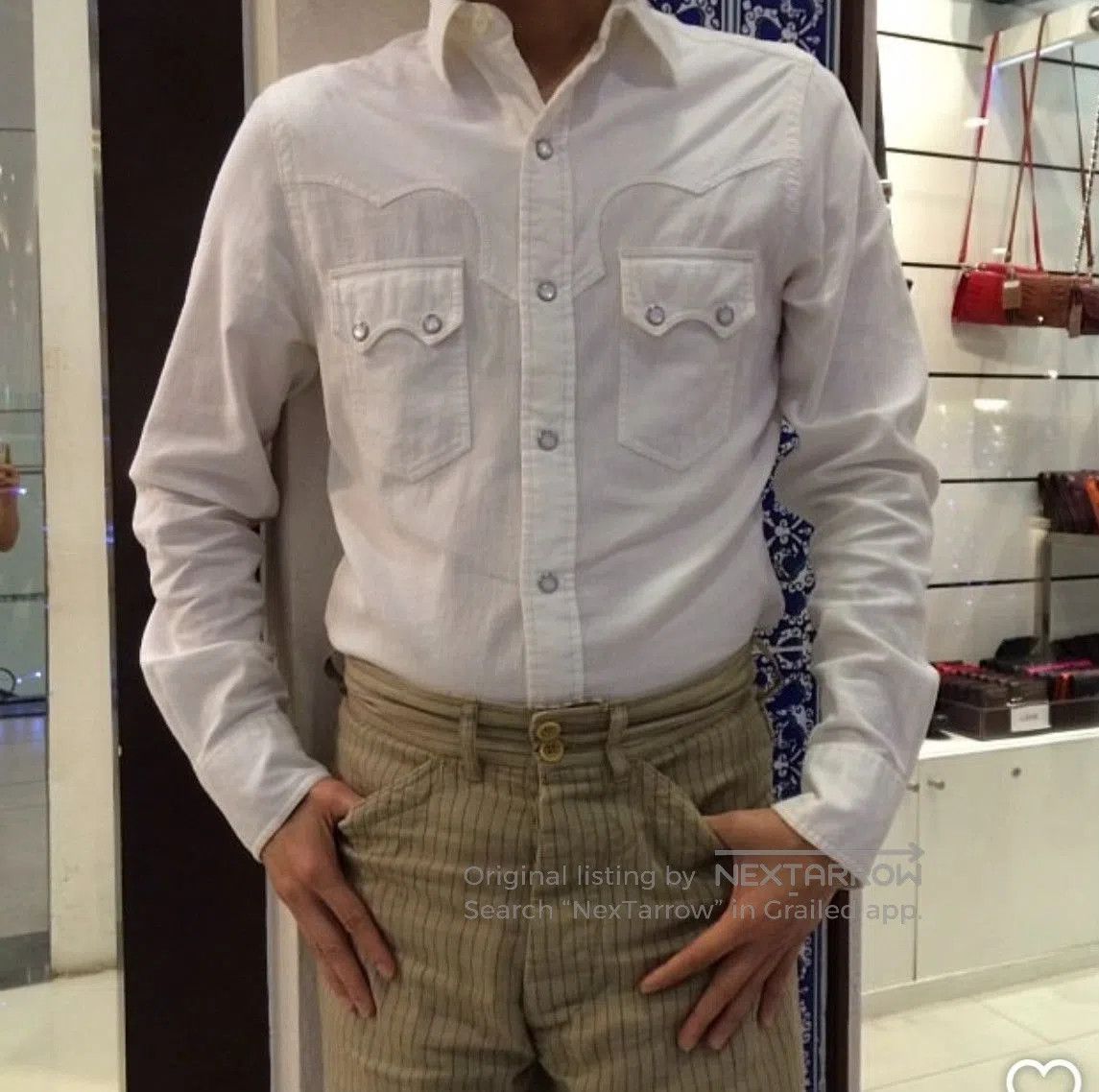 RRL Ralph Lauren RRL Vintage White Corduroy Western Shirt. Size US M / EU 48-50 / 2 - 8 Thumbnail