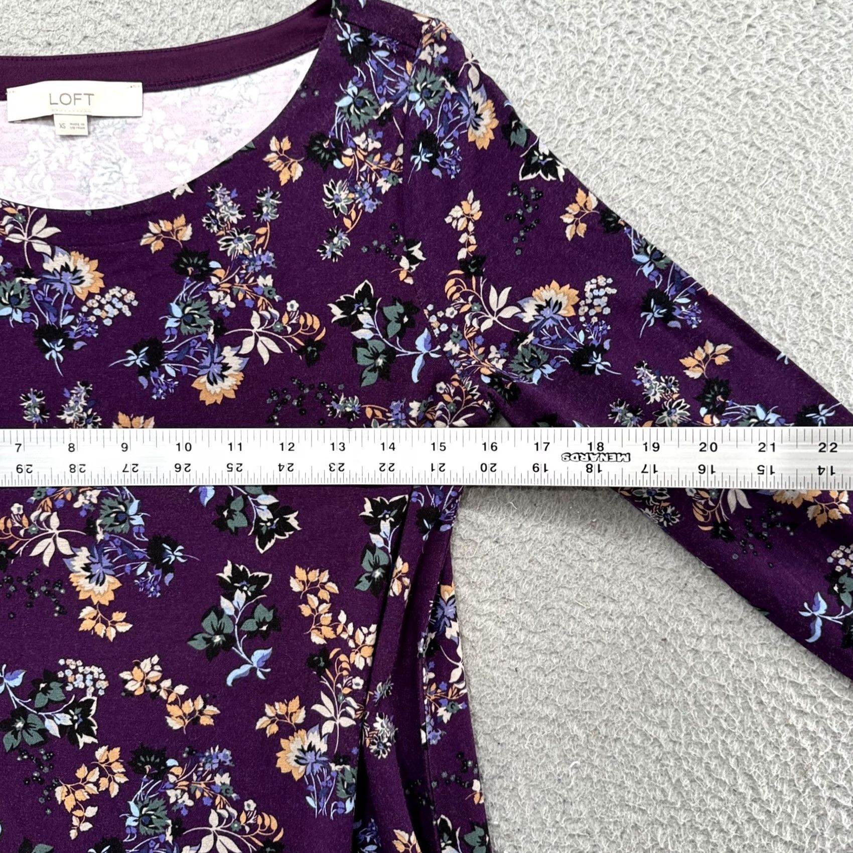 Loft LOFT Women's Purple Floral Long Sleeve Shirt Dress XS Size XS / US 0-2 / IT 36-38 - 4 Thumbnail