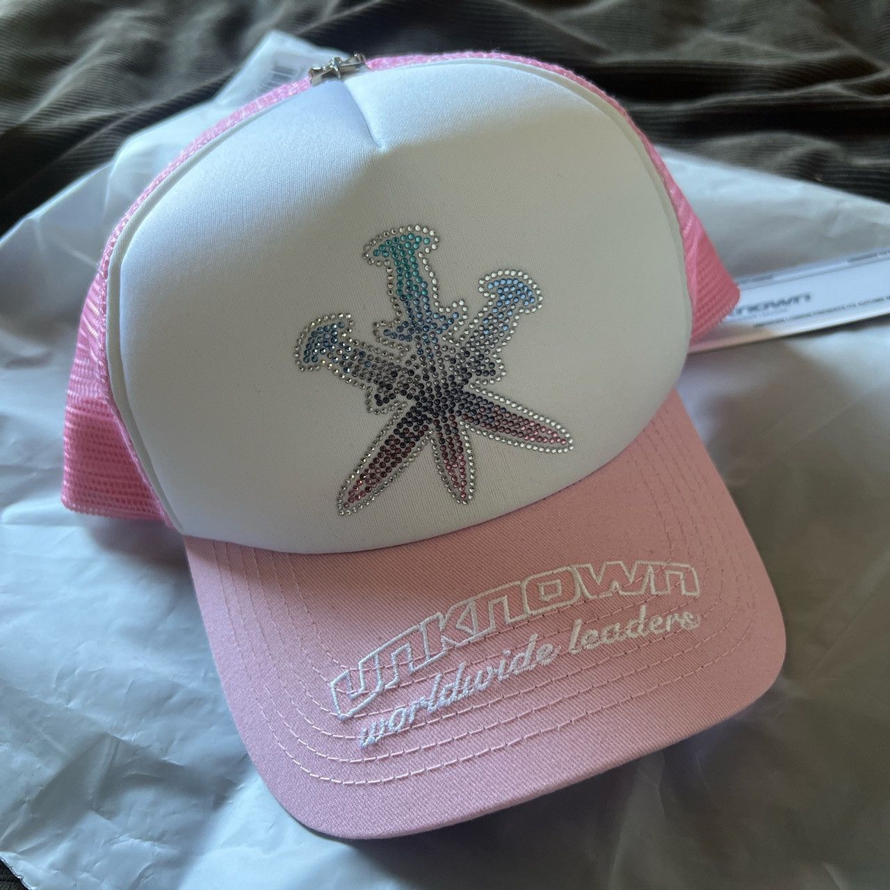 Unknown London Gradient Rhinestone Dagger Trucker Cap | Grailed