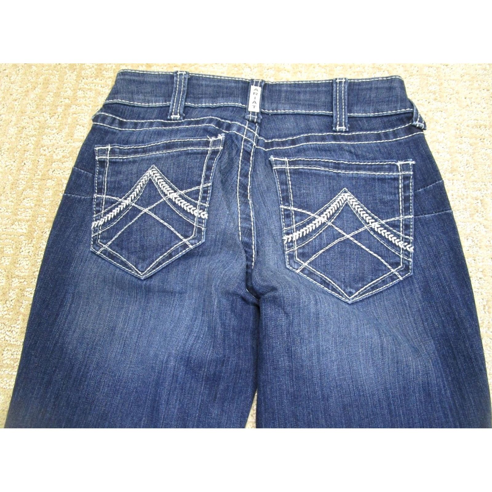 Ariat Ariat Jeans Women 27P Blue Low Rise Bootcut Petite Western Pants Dark Wash Logo Denim Classic Bootscut Jeans Womens Size 27" / US 4 / IT 40 - 4 Thumbnail