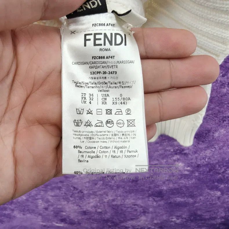 Fendi Fendi Cutout knit cardigan, beige Size 4XL / US 24-26 - 4 Thumbnail
