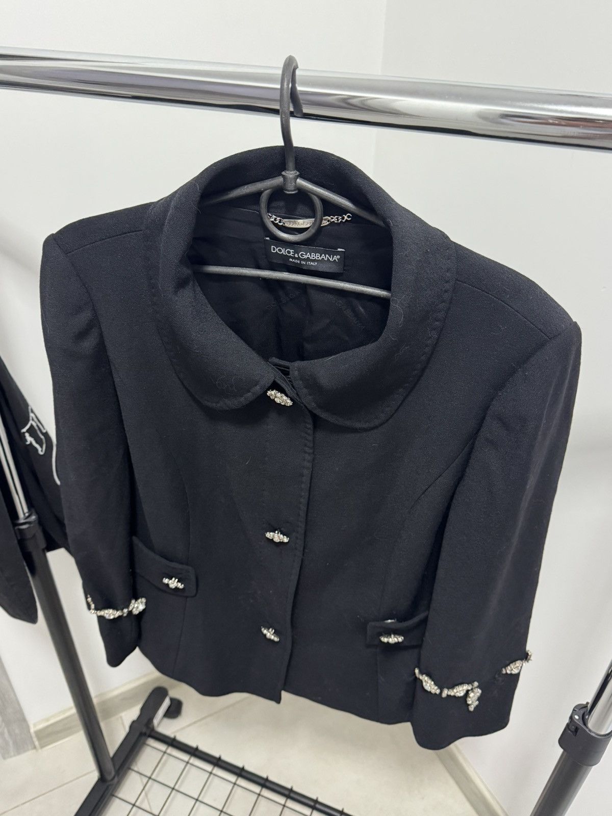Dolce & Gabbana Dolce Gabbana Wool Embellished Cropped Jacket Crystal Button Size L / US 10 / IT 46 - 5 Thumbnail