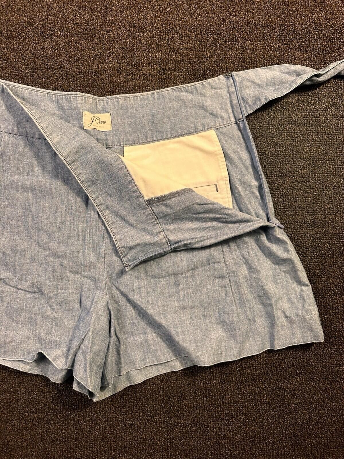 J.Crew J.Crew Womens Blue Chambray High Rise Short Side Zip Size 10 Size 32" / US 10 / IT 46 - 3 Thumbnail