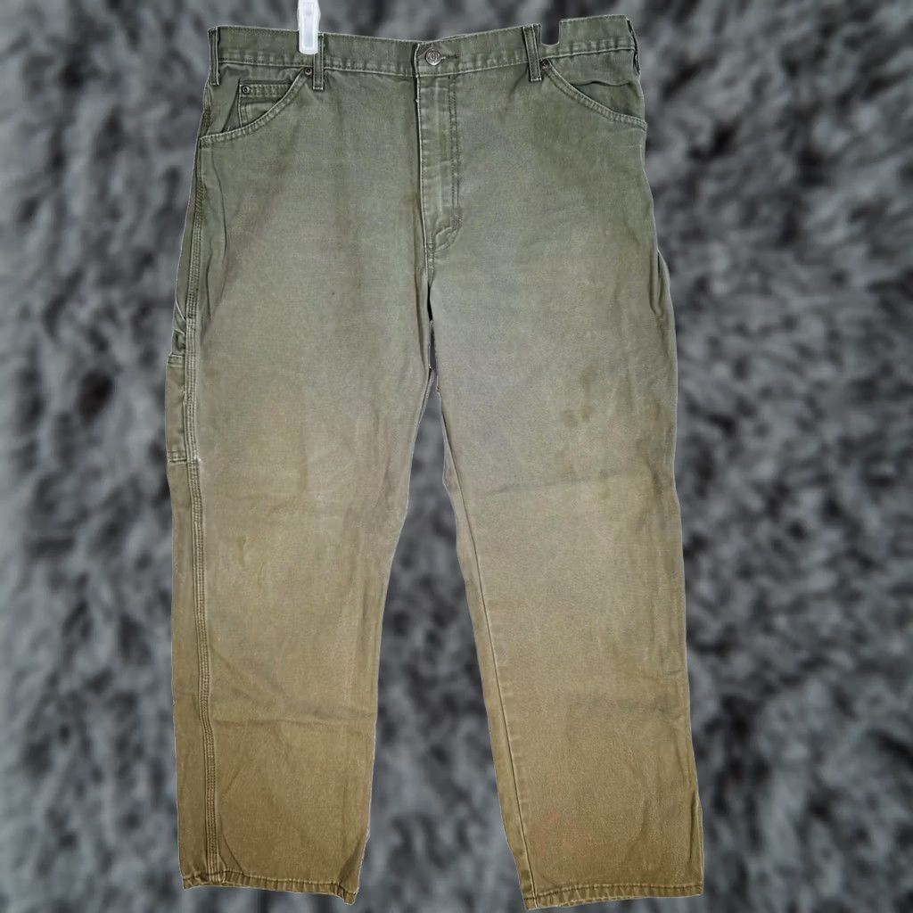 Dickies Dickies Jeans Mens 38x30 Green Canvas Relaxed Fit 5-Pocket Logo Zip Work Pants Size US 38 / EU 54 - 1 Thumbnail