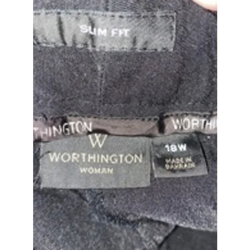 Worthington Classic Slim Fit Black Stretch Dress Pants Worthington 18W Size 42" / US 20 - 3 Thumbnail
