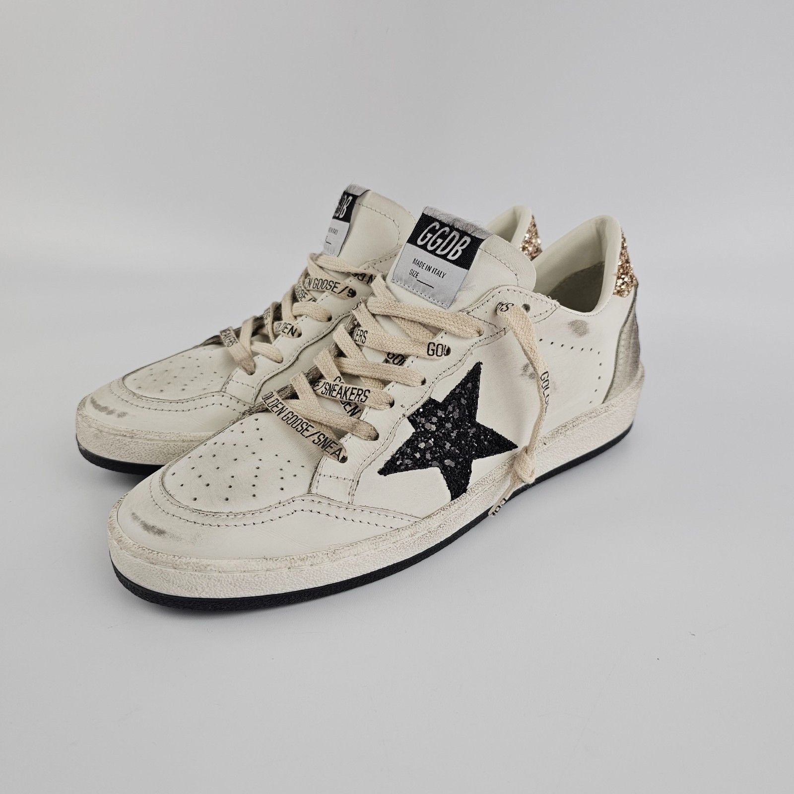 GOLDEN GOOSE Ball Star Women's White/Gold Leather Low Top Sn