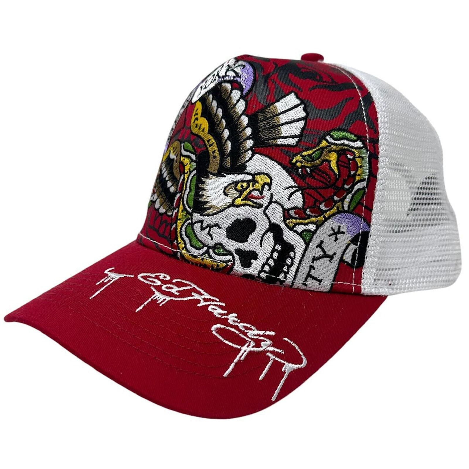 Gorra Ed Hardy Beautiful-But-Dangerous Hombre - Blanco Twill Con Malla