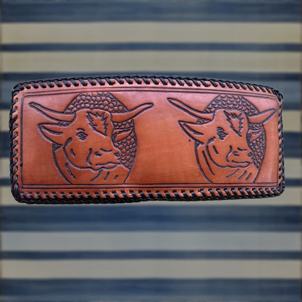 Vintage VINTAGE Handmade Leather Wallet Bifold Cowboy Western 9in 4in Brown Men Credit Card Size ONE SIZE - 1 Thumbnail