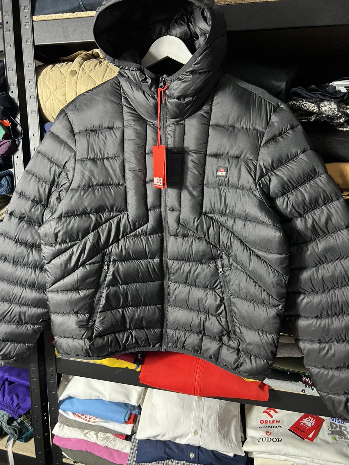 Diesel NWT DIESEL Mens Jacket Black Puffer Quilted Hooded Size XL Size US XL / EU 56 / 4 - 4 Thumbnail