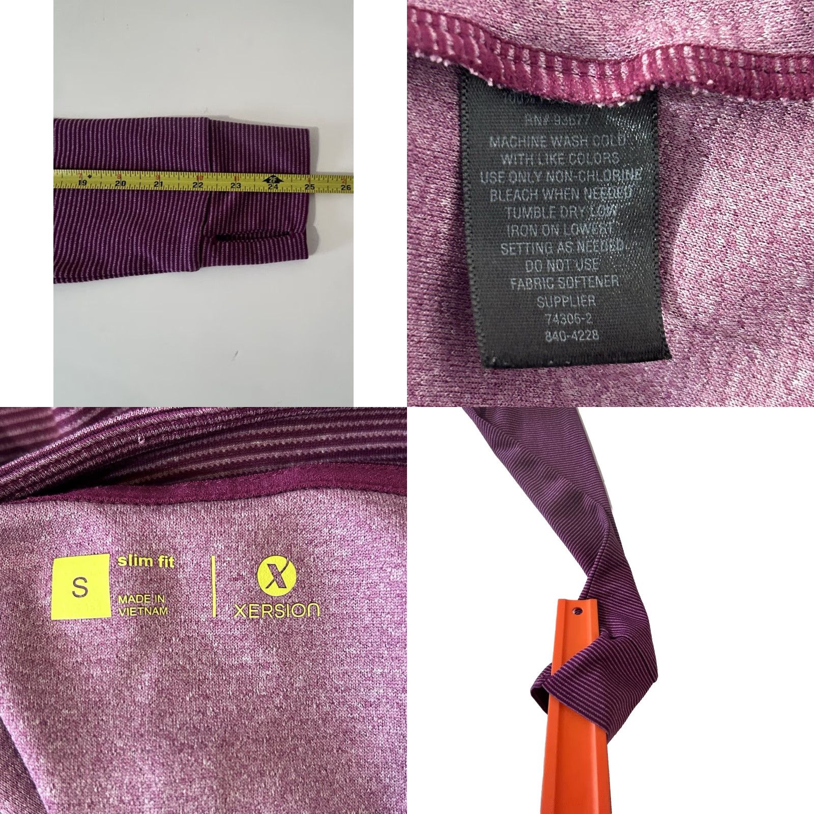 Vintage XERSION Slim Fit Long Sleeve Pullover Top Women Small Purple Striped 1/4 Zip Pullover Mock Neck Lightweight Casual Activewear Season: All Size S / US 4 / IT 40 - 8 Thumbnail